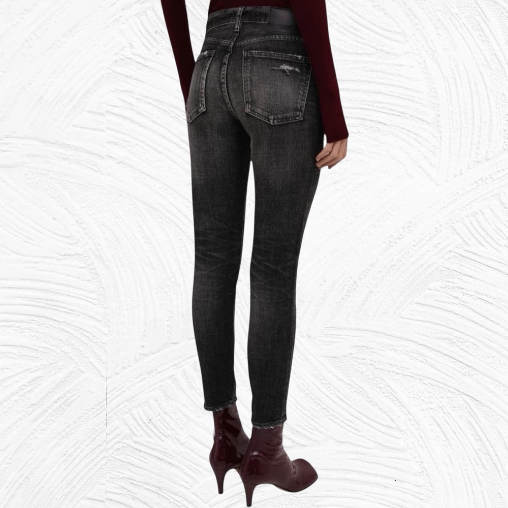 Moussy Vintage Prichard Skinny Jeans Crop sz 26 Faded Black Distressed Denim‎